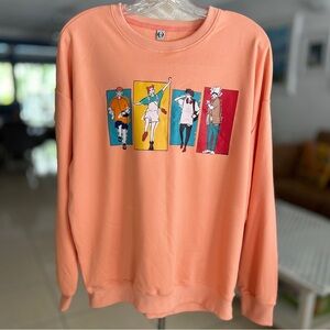 Orange new Crewneck Sweater with Vibrant Graphic Design